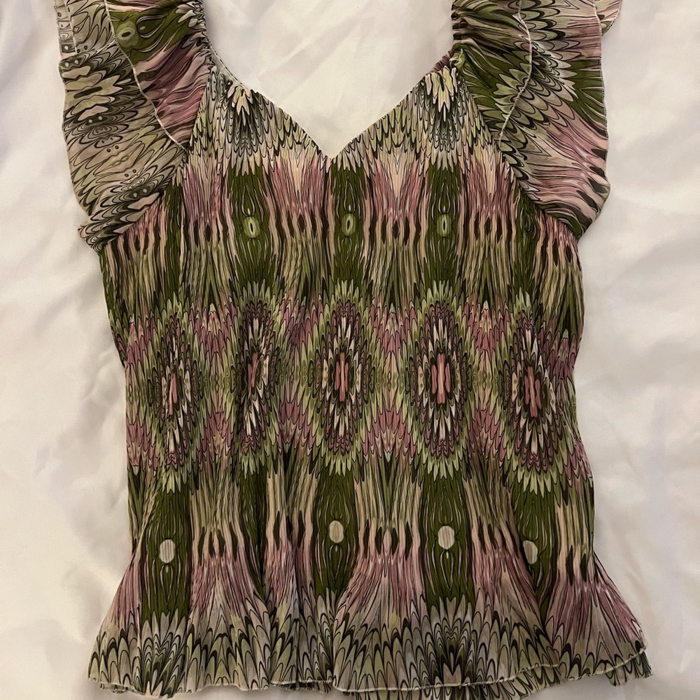 Essentials by Milano blouse pink and green.